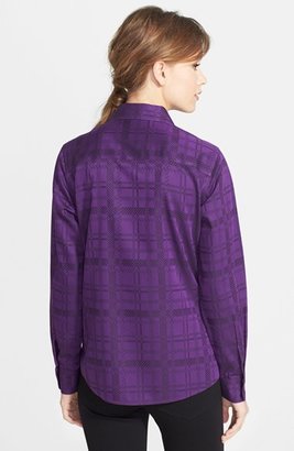 Foxcroft Tartan Jacquard Shaped Shirt (Regular & Petite)