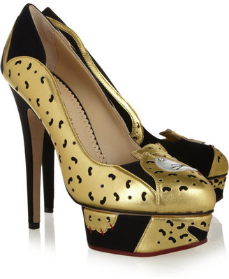 Charlotte Olympia Ninivah crepe and leather pumps