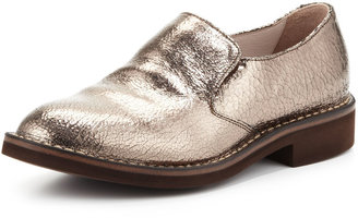 Brunello Cucinelli Crackle Metallic Slip-On Loafer, Silver
