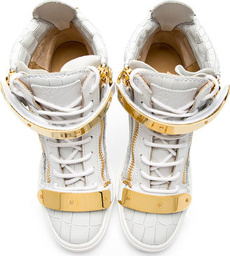Giuseppe Zanotti White Lorenz High-Top Wedge Sneakers