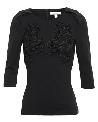 Erdem Jersey Whitney Top with Lace Embellishment