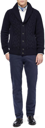 Façonnable Cable Knit Wool and Cashmere-Blend Cardigan