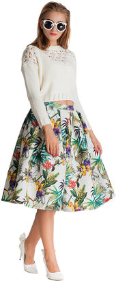 Choies Design Tropical High Waist Midi Skirt