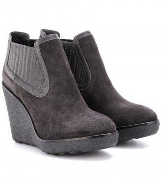 Moncler Cecile Suede And Leather Wedge Boots