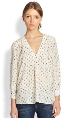 Joie Aceline Silk Insect-Print Blouse