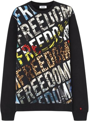 Moschino Black freedom print cotton sweatshirt