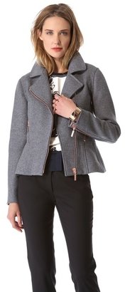 Cédric Charlier Felt Motorcycle Jacket with Rose Hardware