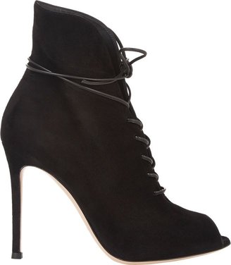 Gianvito Rossi Suede Jane Ankle Booties-Black