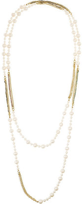 Carolina Bucci 18-karat gold, silk and pearl necklace