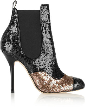 Oscar de la Renta Lady Simona sequined leather boots
