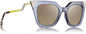 Fendi Embellished cat eye acetate mirrored sunglasses