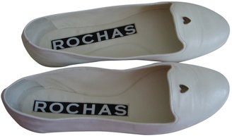 Rochas White Leather Flats