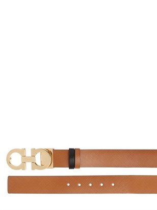 Ferragamo 25mm Saffiano Leather Reversible Belt