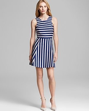 Aqua Dress - Stripe Denim Fit and Flare
