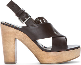 Marni Edition Brown Leather Wooden Platform Sandals