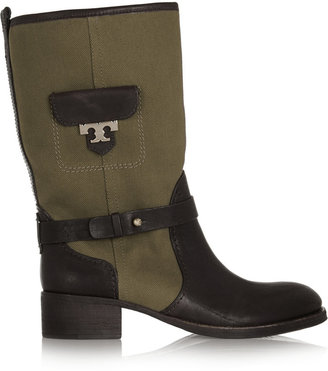 Tory Burch Jayden shearling-lined twill and leather boots