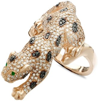 Effy Signature Diamond Black and White Diamond (1-1/2 ct. t.w.) and Emerald Accent Panther in 14k Rose Gold