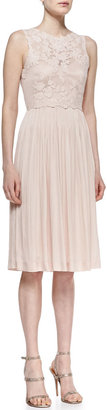 Catherine Deane Sleeveless Floral & Pleated Skirt Cocktail Dress