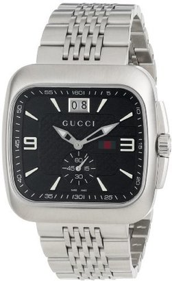 Gucci Men's YA131305 Coupé Steel Bracelet Black Dial Watch