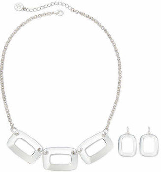 Liz Claiborne Silver-Tone Box Necklace & Earring Set