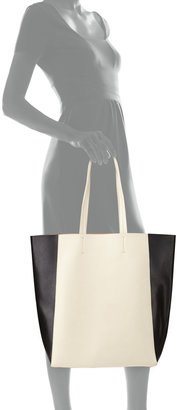 Neiman Marcus North-South Colorblock Tote Bag, Black/White