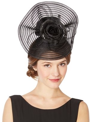 Stephen Jones Top Hat by Designer black striped crinkle flower hair piece