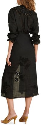 Veronica Beard Trina Embroidered Midi Dress