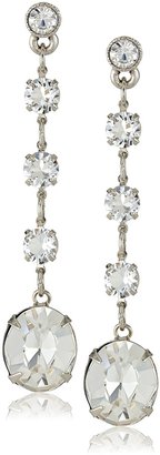 1928 Jewelry Signature Crystal" Genuine Swarovski Faceted Oval Linear Drop Earrings 2"