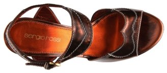 Sergio Rossi Metallic Patent Leather Wedge Sandal