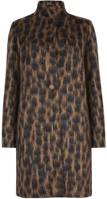 Max Mara Brown leopard wool blend coat