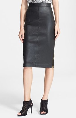 Milly Lambskin Leather Pencil Skirt