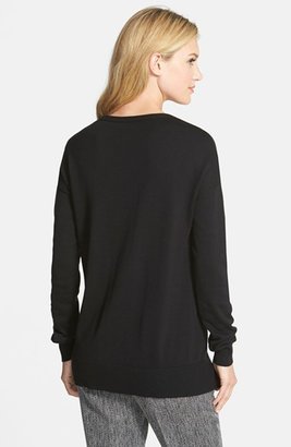 Vince Camuto Zip Detail V-Neck Sweater