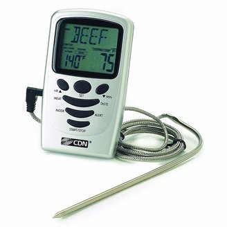 CDN Programmable Probe Thermometer and Timer, Silver