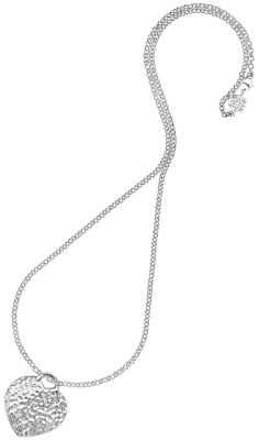 Dower & Hall Hammered Heart Necklace, Silver