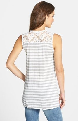 Olivia Moon Sleeveless Lace Inset Faux Wrap Top