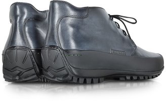 Pakerson Smoke Blue Leather Ankle Boot w/Rubber Sole