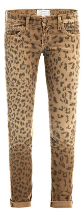 Current/Elliott Leopard corduroy low-rise skinny jeans