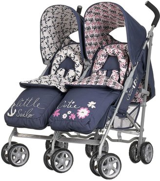 O Baby Obaby Leto Twin Stroller and Footmuffs - Little Cutie and Sailor