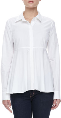Halston Long-Sleeve Peplum Shirt
