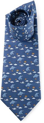 Hermes Vintage elephant print tie