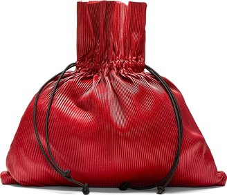 J.W.Anderson Red Ribbed Leather Drawstring Bag