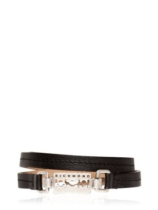 Richmond Razorblade Leather Wrap Bracelet