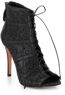 Alice + Olivia Gale Laser-Cut Leather Ankle Boots