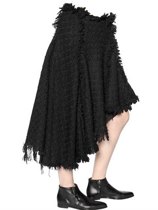 Lanvin Fringed Wool Blend Tweed Skirt