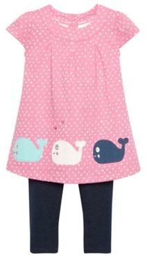 Bluezoo Babies pink whale tunic and leggings set