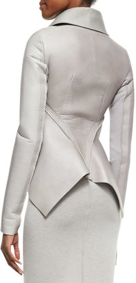 Rick Owens Lilies High-Neck Leather Jacket, Pearl