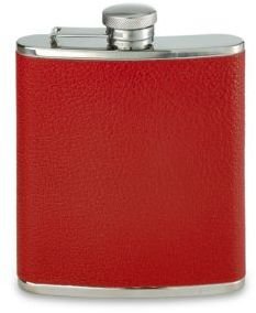 Graphic Image Leather-Wrapped Flask