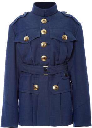 Marc Jacobs Blue Melange Suiting Military Coat Blue