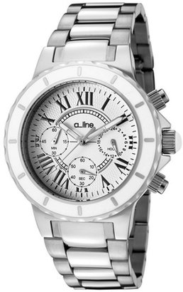 A Line a_line Women's Marina Chronograph White Textured Dial Stainless Steel