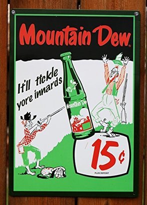 S.t.a.m.p.s. Mountain Dew Soda 15 Cents Tin Sign 12 x 17in